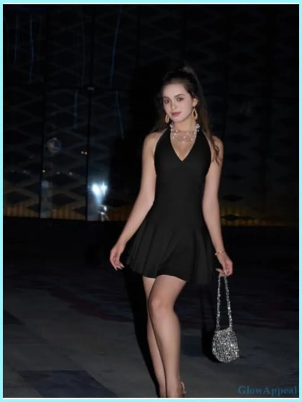 Sexy Halter Neck Sleeveless Bodycon Mini Dress with Ruffle Hem